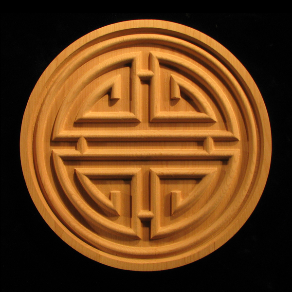 Carved Wood Medallion - Prosperity Symbol Carved Wood