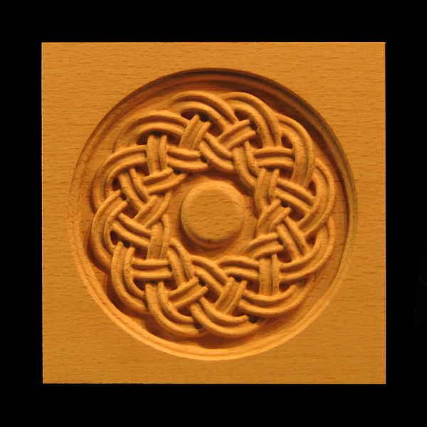 Block- Celtic Round Weave carved wood