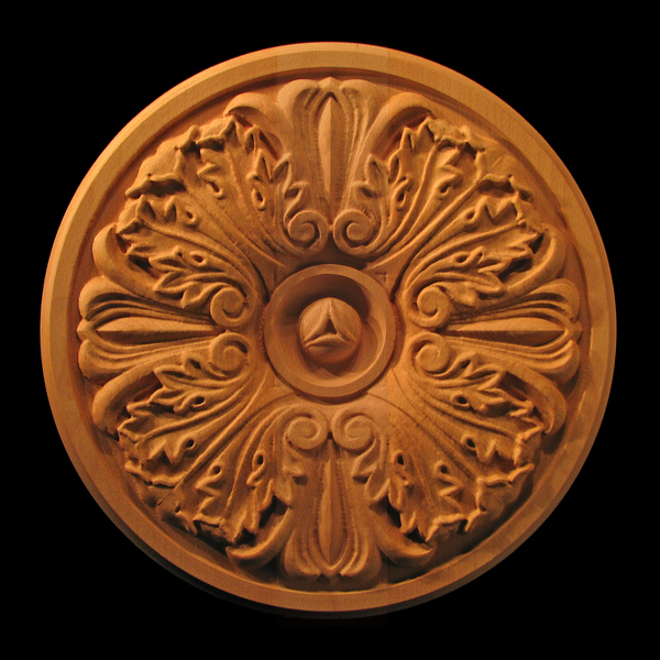 Carved Wood Medallion - Acanthus with Points Carved Wood