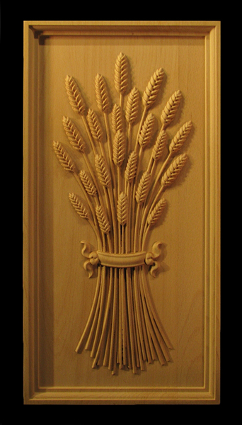 Panel - Wheat with Ribbon Carved Wood