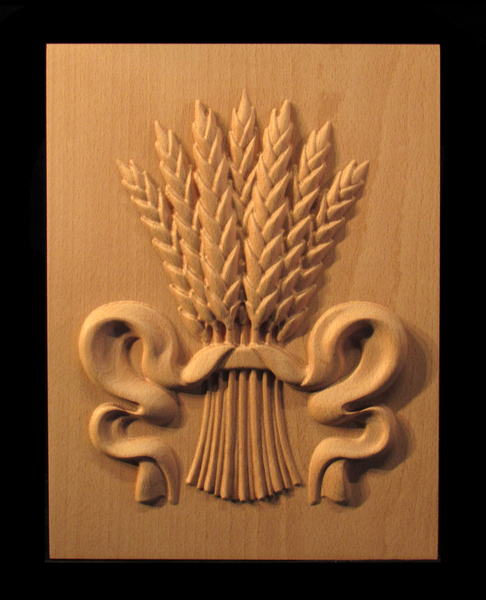 Wheat and Ribbon Carved Panel
