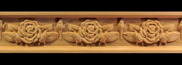 Frieze - Rose Flower with Buds Decorative Carved Wood Molding