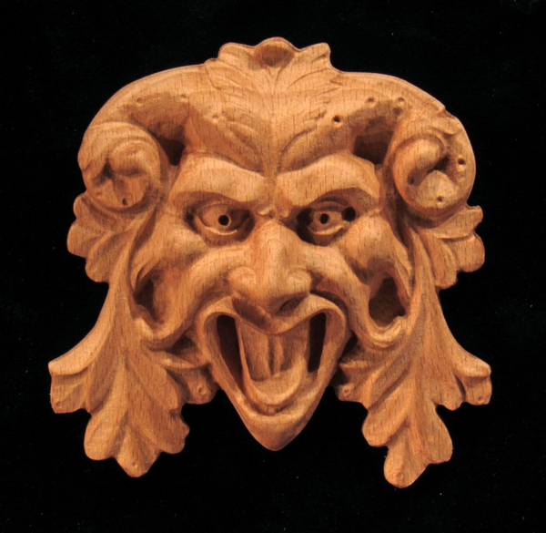 Onlay - Green Man Carved Wood