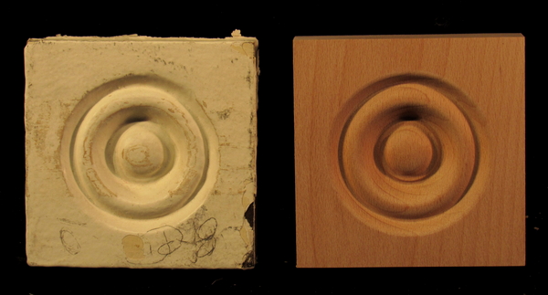 Bullseye Rosette and Corner Block Reproduction #2 | Reproduction and Restoration Carvings