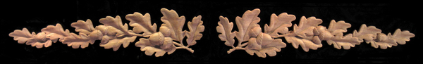 Onlay - Oak Boughs and Acorns Set Carved Wood