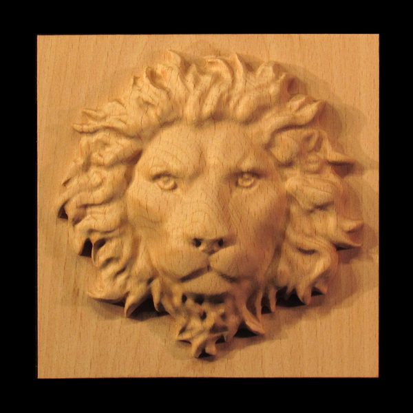 Plaque - Roaring Lion Head Carved Wood
