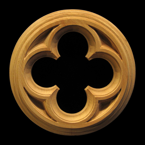 Rosette - Gothic Quatrefoil carved wood