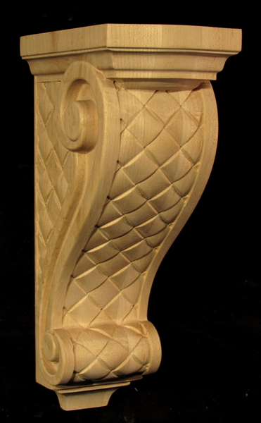 Corbel - Weave and Volute Carved Wood