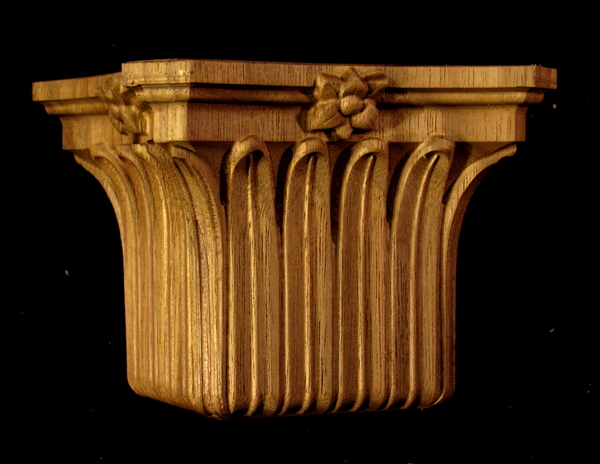 Wood Carved Capital - Palm Leaves