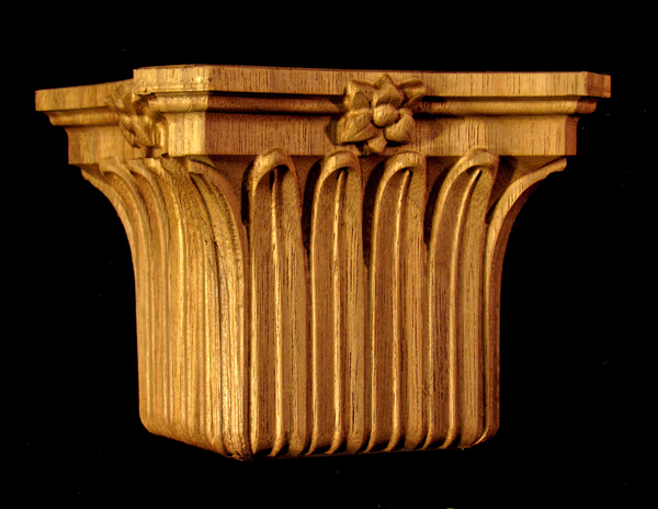 Wood Carved Capital - Palm Leaves