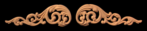 Onlay - Scrolled Volute #6, Left and Right Pair | Scrolled Onlays, Appliques and Swags for Wide Applications