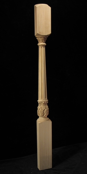 Image CLEARANCE - Fluted Acanthus Post - Half Round - Red Oak - 4W x 46T