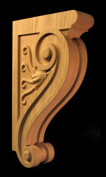 Bracket - Volute Scroll Carved Wood
