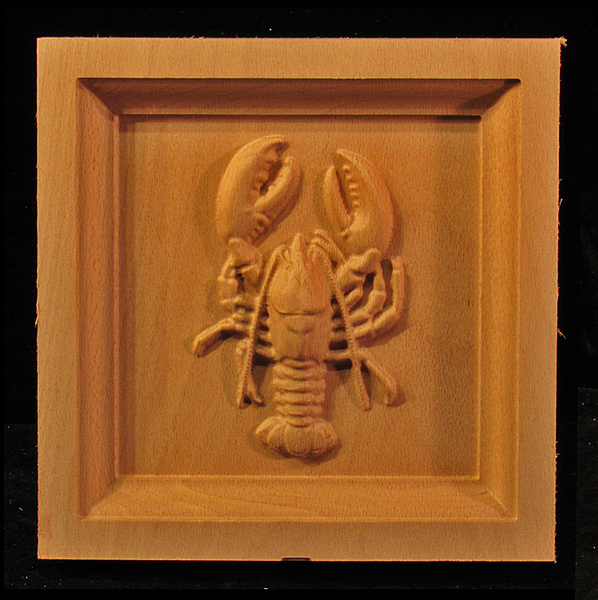 Corner Block - Lobster carved wood