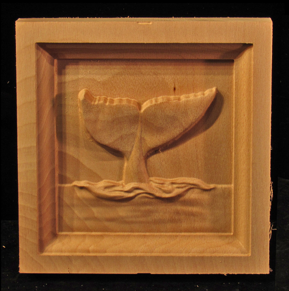 Block - Whale Tail carved wood