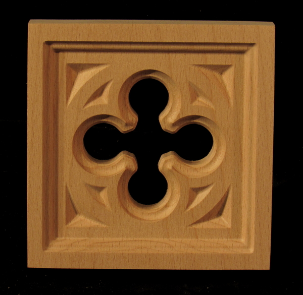 Block - Gothic Quatrefoil carved wood