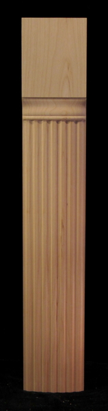 Pilaster - Flutes and Integrated Rosette Carved Wood