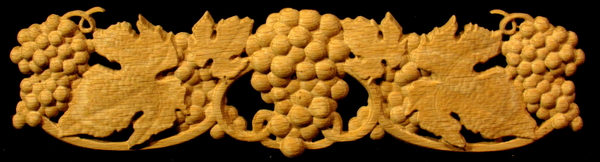 Onlay - Tuscan Grapes Scrollwork Carved Wood #2