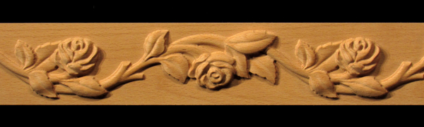 Frieze Onlay- Running Roses Decorative Carved Wood Molding