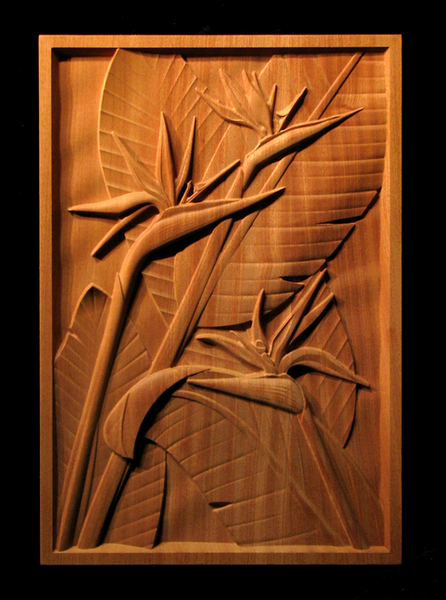 Bird of Paradise Carved Panel