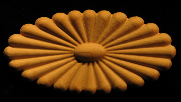 Onlay - Sun Daisy Oval Carved Wood