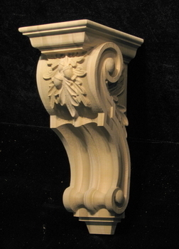 Corbel - Old World Oak Leaves Carved Wood