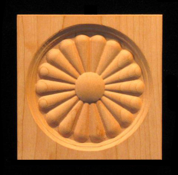 Block - Federal Sun Daisy Carved Wood